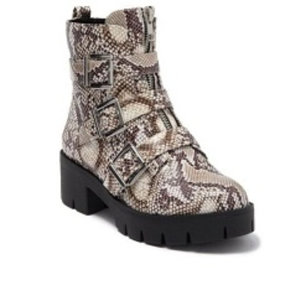 NEW BP Lilly Buckled Snake Print Moto Boot C408